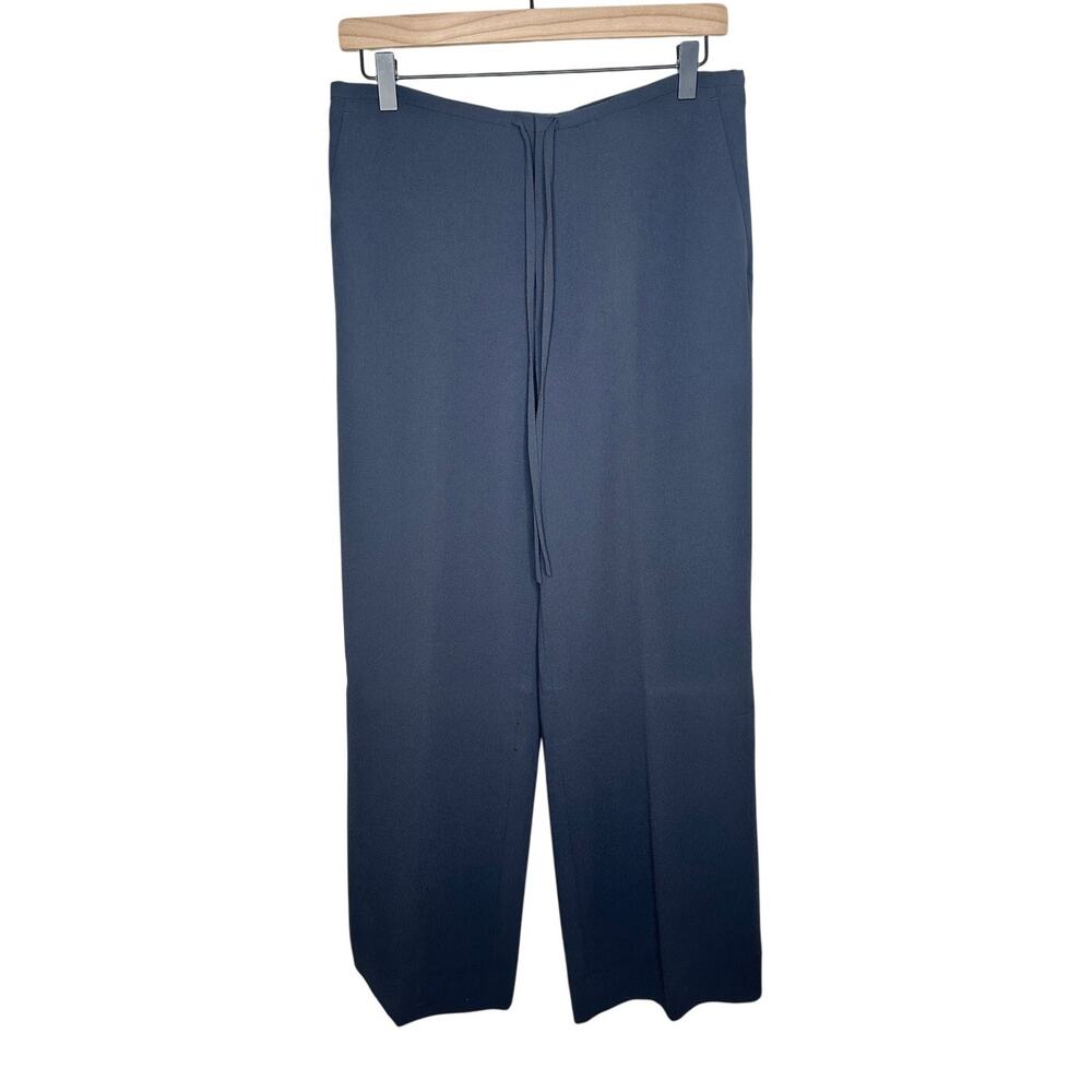 Banana Republic Dark Blue Wide Leg Pants High Waisted Tie Waist Size 6 Regular